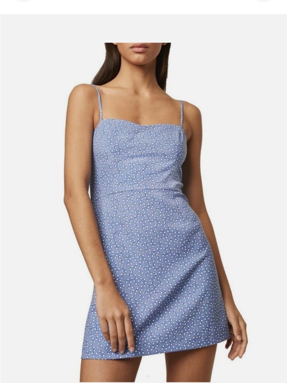 French Connection Dress Elao Printed Whisper Mini Dress Chalk Blue Multi